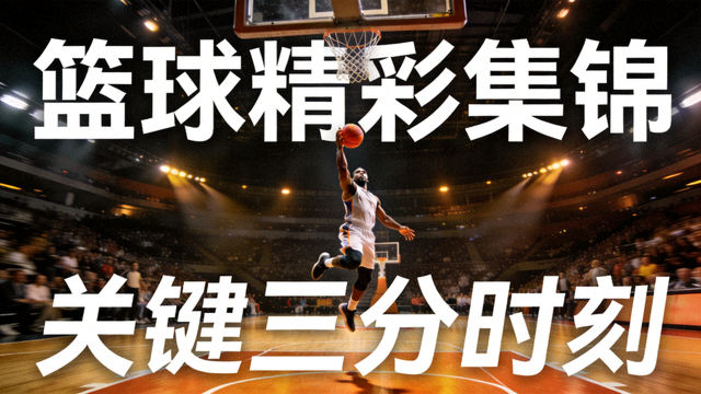 篮球比赛精彩集锦封面照片，球员在三分线外起跳投篮